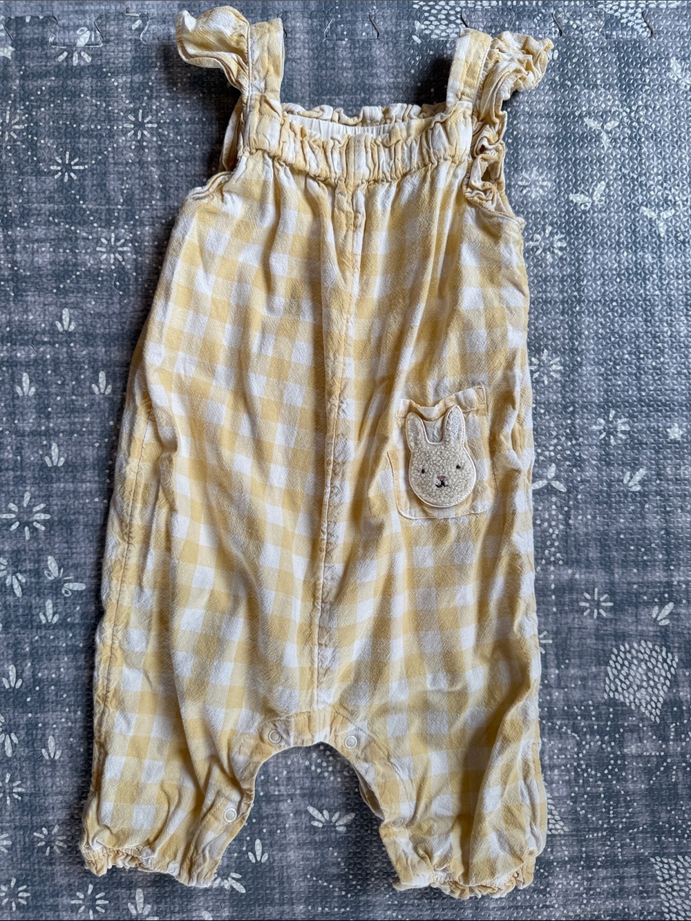 cloud island Yellow and White Gingham One-Piece Romper
